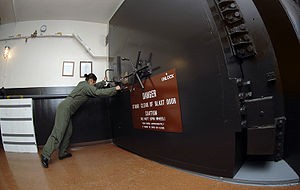 Blast doors in a missile control bunker at Minot Air Force Base, North Dakota.